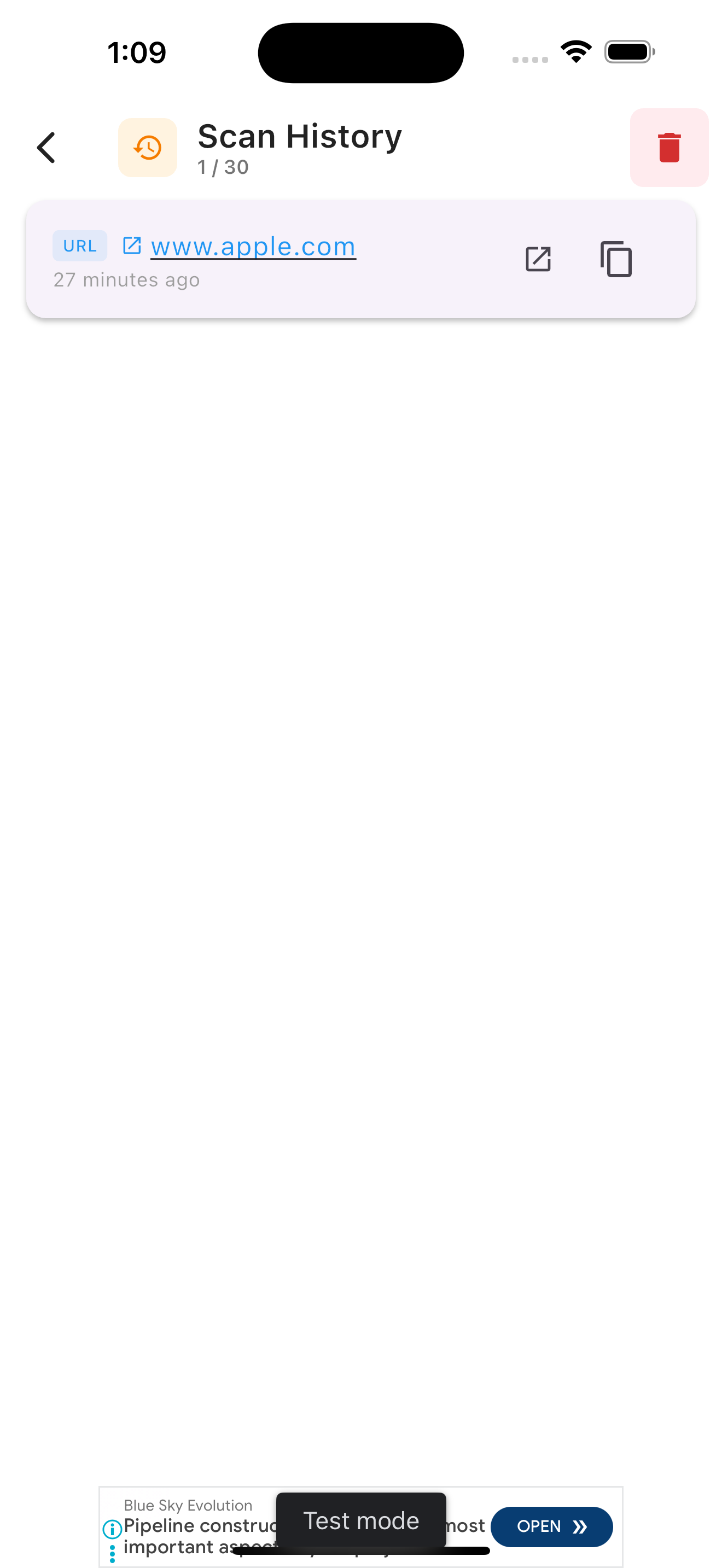 AmazeScan 条码扫描器历史纪录界面，展示扫描纪录保存功能